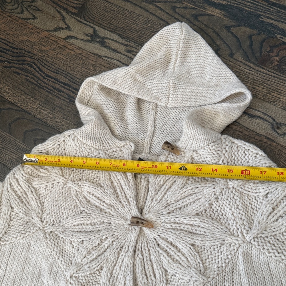 INC International Concepts Hooded 3 Button Wool Cape w Fringe Sun Sz Petite XS-S - Picture 10 of 17